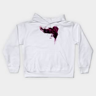 Crow Animal Design- Pink Kids Hoodie